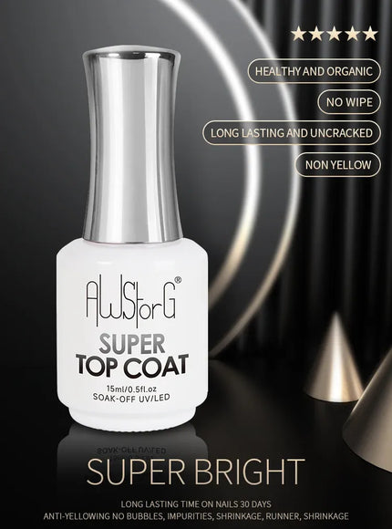 KissICON 15ml Super Top Coat KissIcon AWStorG 15ml Super Top Coat Varnish -