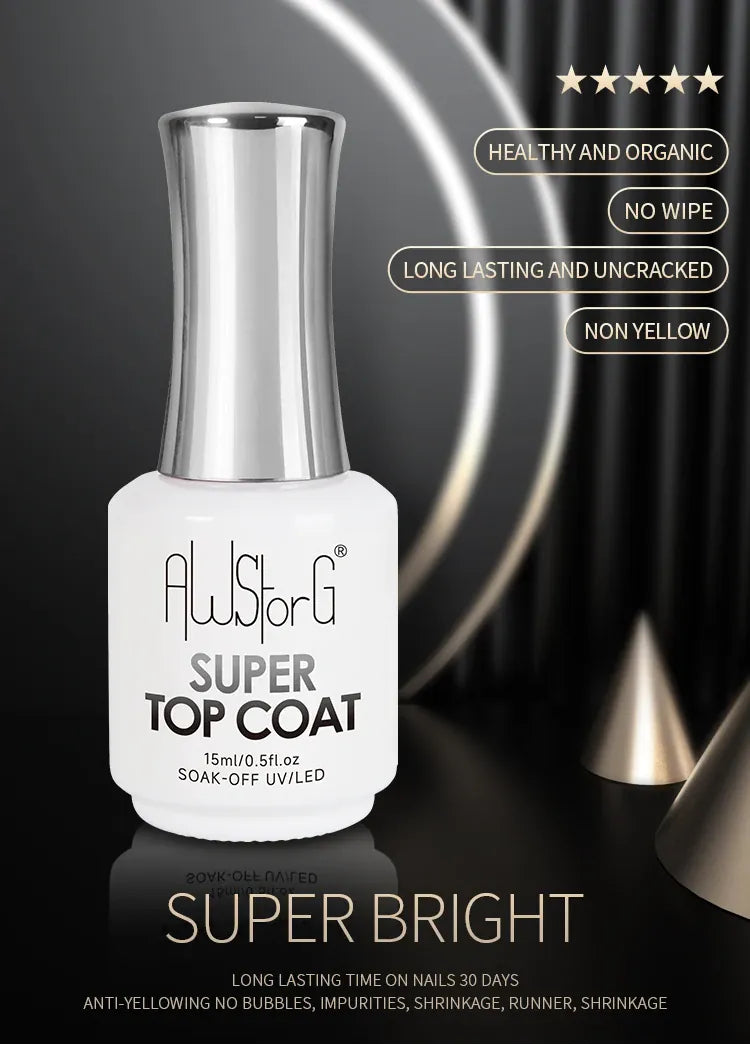 KissICON 15ml Super Top Coat KissIcon AWStorG 15ml Super Top Coat Varnish -