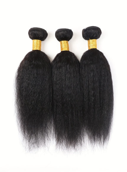 KissICON 16 16 16 / Natural Black Brazilian Yaki Straight Extensions 3 Bundles Remy Black