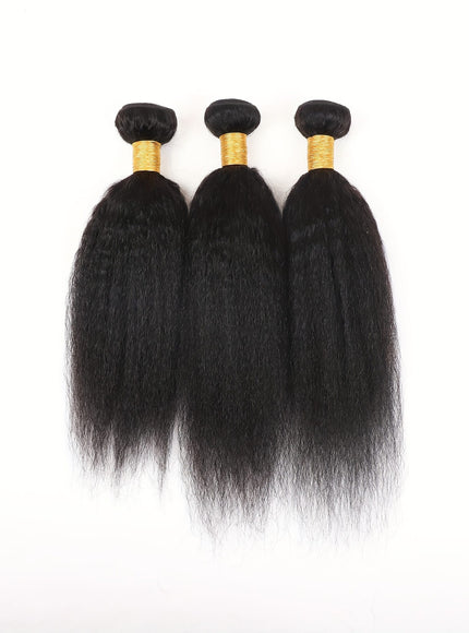 KissICON 16 18 18 / Natural Black Brazilian Yaki Straight Extensions 3 Bundles Remy Black