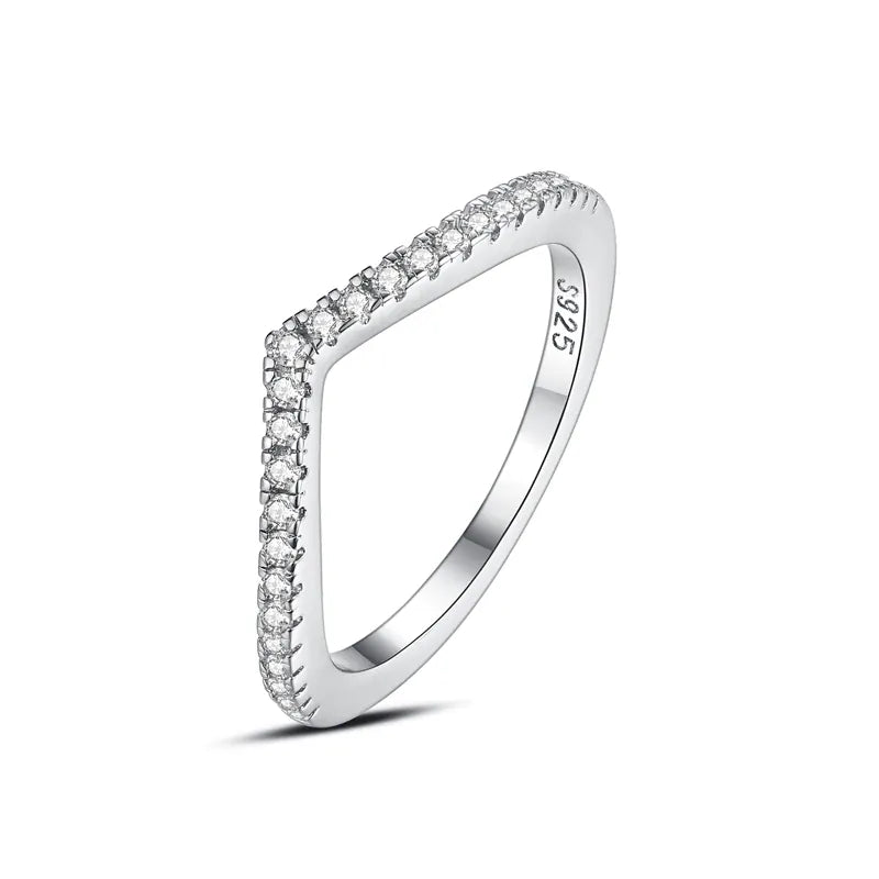 KissICON 16 / 8 Original 925 Sterling Silver Ring Love Heart Wishbone Moon Sun Rings Crystal Rose Gold For Women Wedding Gift Luxury Jewelry
