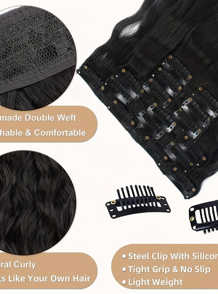 KissICON 16 Black Clips For Synthetic Curls - Soft