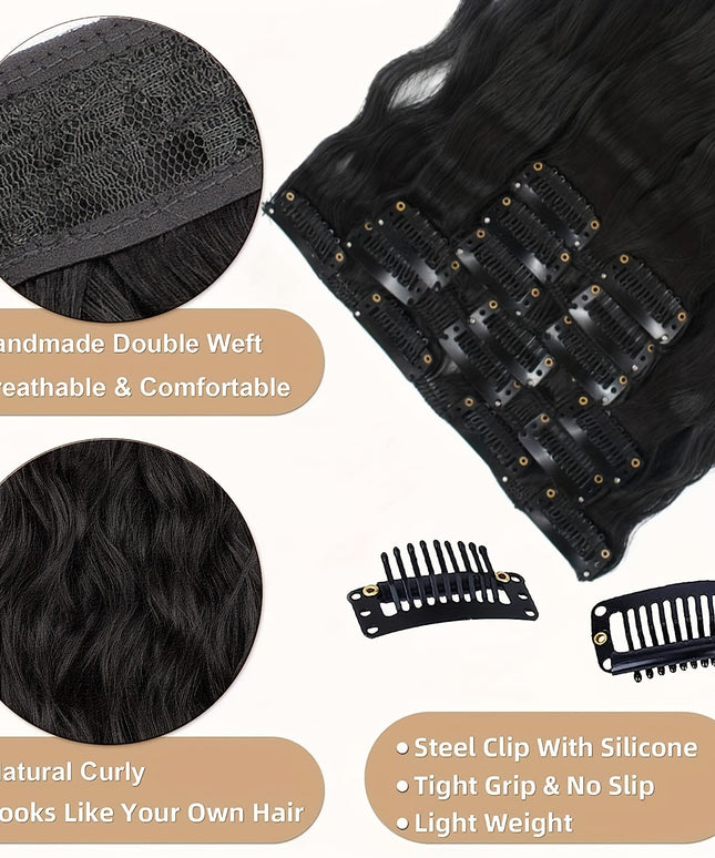 KissICON 16 Black Clips For Synthetic Curls - Soft