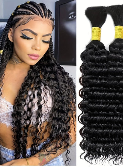 KissICON 16 / Black KissIcon Deep Wave Human Braiding Hair 2 Bundles