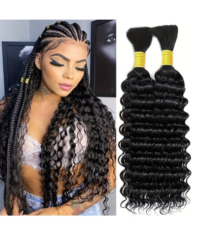 KissICON 16 / Black KissIcon Deep Wave Human Braiding Hair 2 Bundles