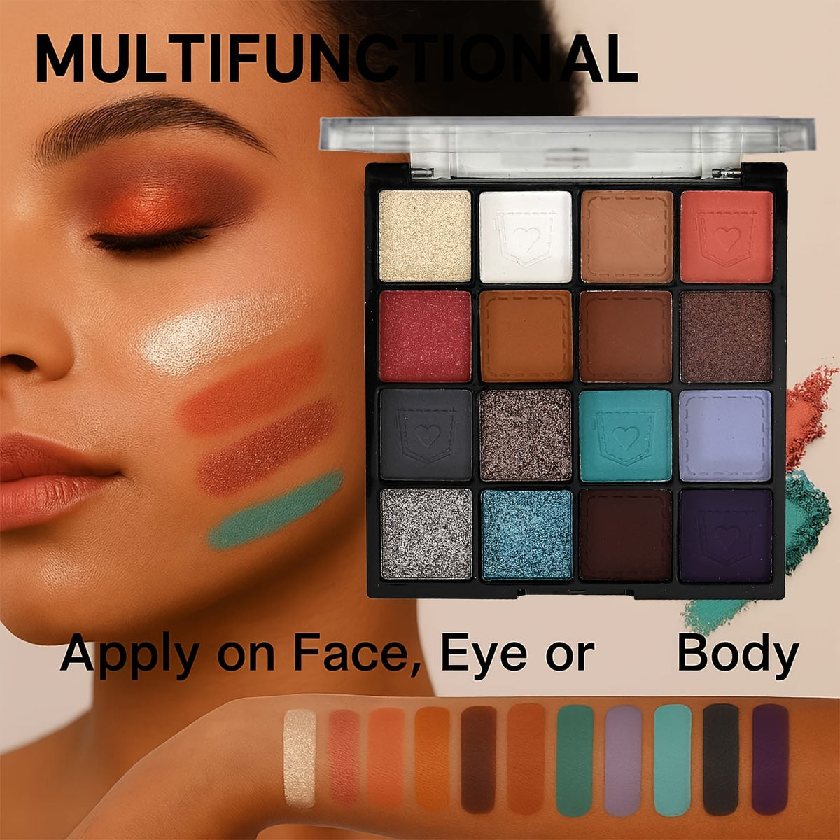 KissICON 16 Colors Kapeine 16color Blendable Eyeshadow Palette