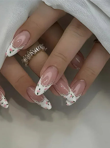 KissICON 16 KissIcon False Nails Press On Almond Flower Bow