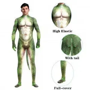KissICON 16 / XXL Halloween Costume  Adult Mens Wild Animal Cosplay Costume Full Cover 3D Print Beast Petsuit Jumpsuit Bodysuit Tail