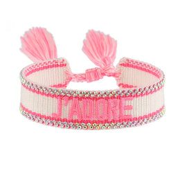 KissICON 161 stone Rhinestone Embroidery Woven Bracelets Adjustable Rope Stackable Bangle For Women