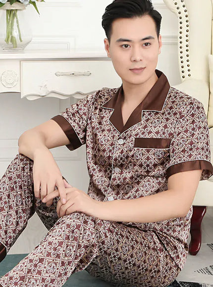KissICON 161 / XL 65-75 KG Luxurious Silk Satin Mens Pajama Set
