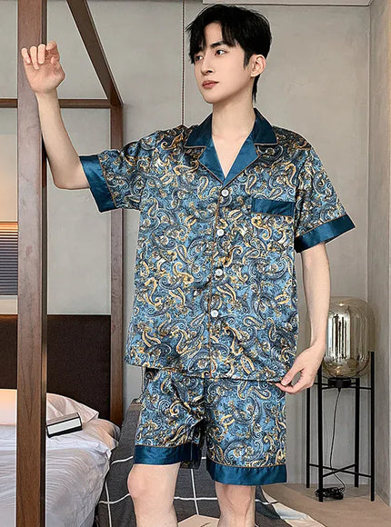 KissICON 169 / XL 65-75 KG Luxurious Silk Satin Mens Pajama Set