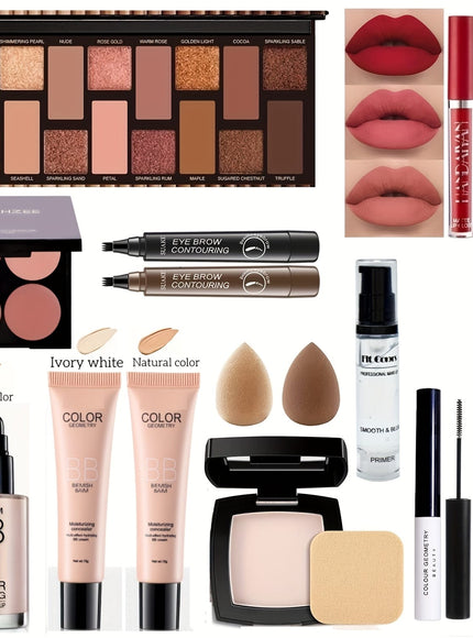 KissICON 16PCS Complete Pro Makeup Kit Eyes Face