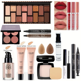 KissICON 16PCS Complete Pro Makeup Kit Eyes Face