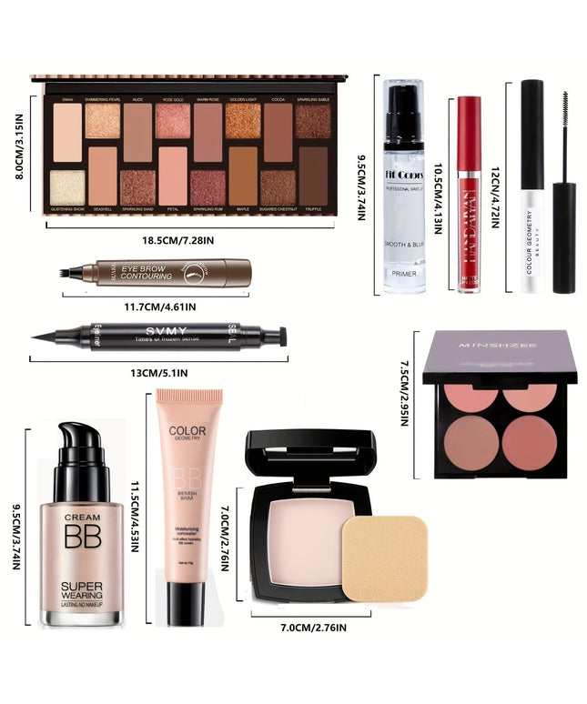 KissICON 16PCS Complete Pro Makeup Kit Eyes Face