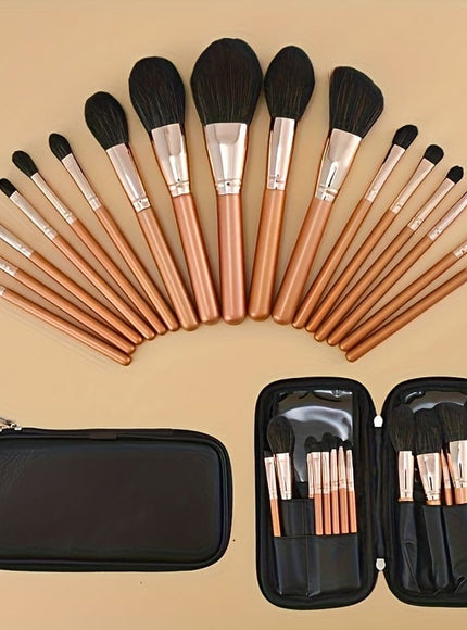 KissICON 17-pack maple leaf red and black zipper bag 17piece Maple Leaf Red Makeup Brush Set