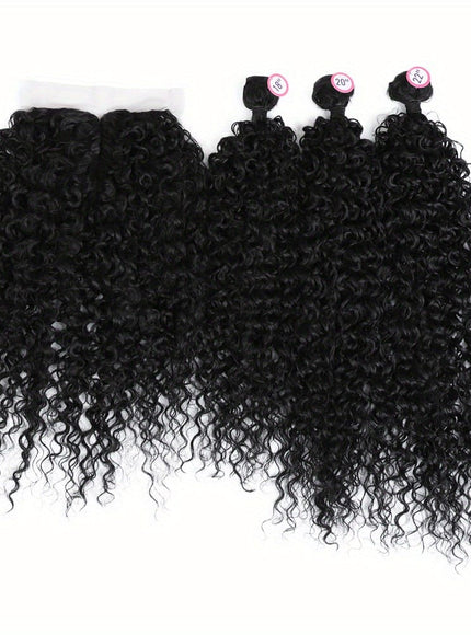 KissIcon 3 Packs Afro Curly Extensions Closure -