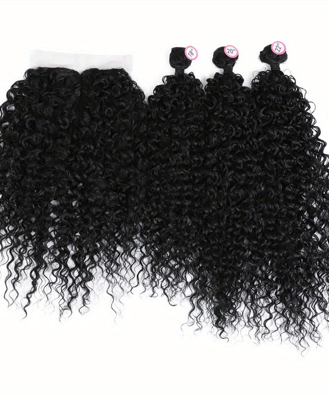 KissIcon 3 Packs Afro Curly Extensions Closure -