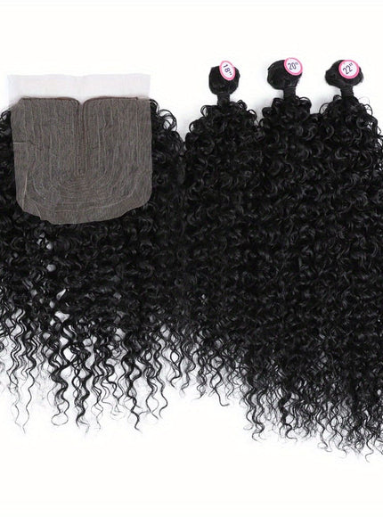 KissIcon 3 Packs Afro Curly Extensions Closure -