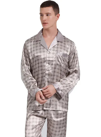 KissICON 178 / L 55-65 KG Luxurious Silk Satin Mens Pajama Set