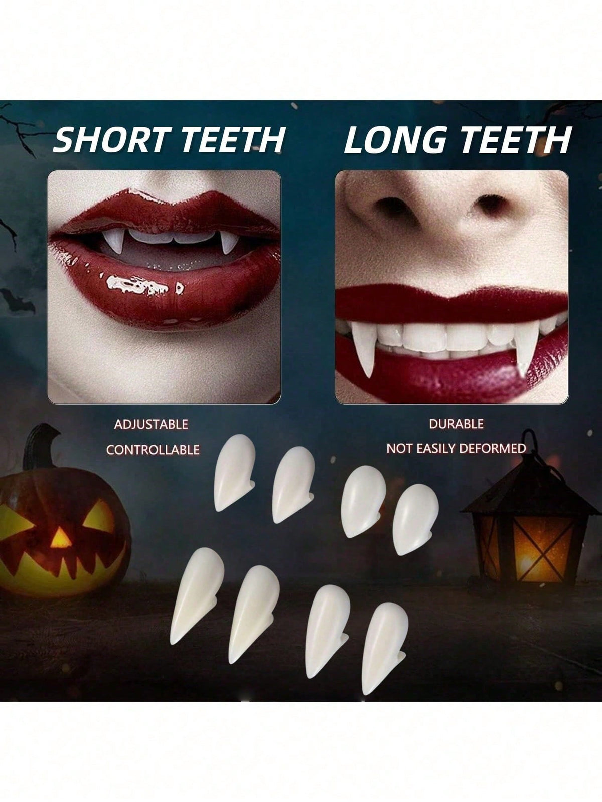 KissICON Vampire Fangs, Realistic Vampire Teeth Accessories For Halloween, Halloween Fake Teeth, Unisex Vampire Costume Props, Halloween Party Makeup And Outfit Decoration Supplies, Halloween Gifts, Halloween Costume, Halloween Deorations, Halloween, Halloween Par