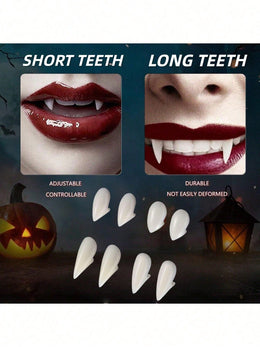 KissICON Vampire Fangs, Realistic Vampire Teeth Accessories For Halloween, Halloween Fake Teeth, Unisex Vampire Costume Props, Halloween Party Makeup And Outfit Decoration Supplies, Halloween Gifts, Halloween Costume, Halloween Deorations, Halloween, Halloween Par
