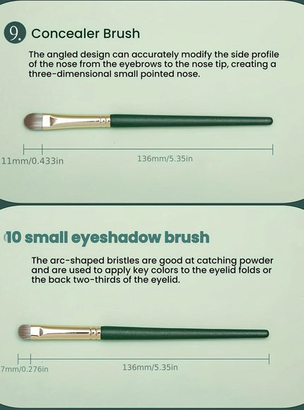 KissICON 17pc Green Pro Makeup Brush Set – W Storage