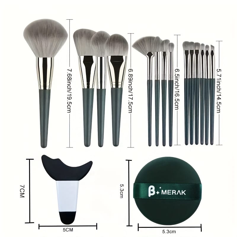 KissICON 17pc Green Pro Makeup Brush Set – W Storage
