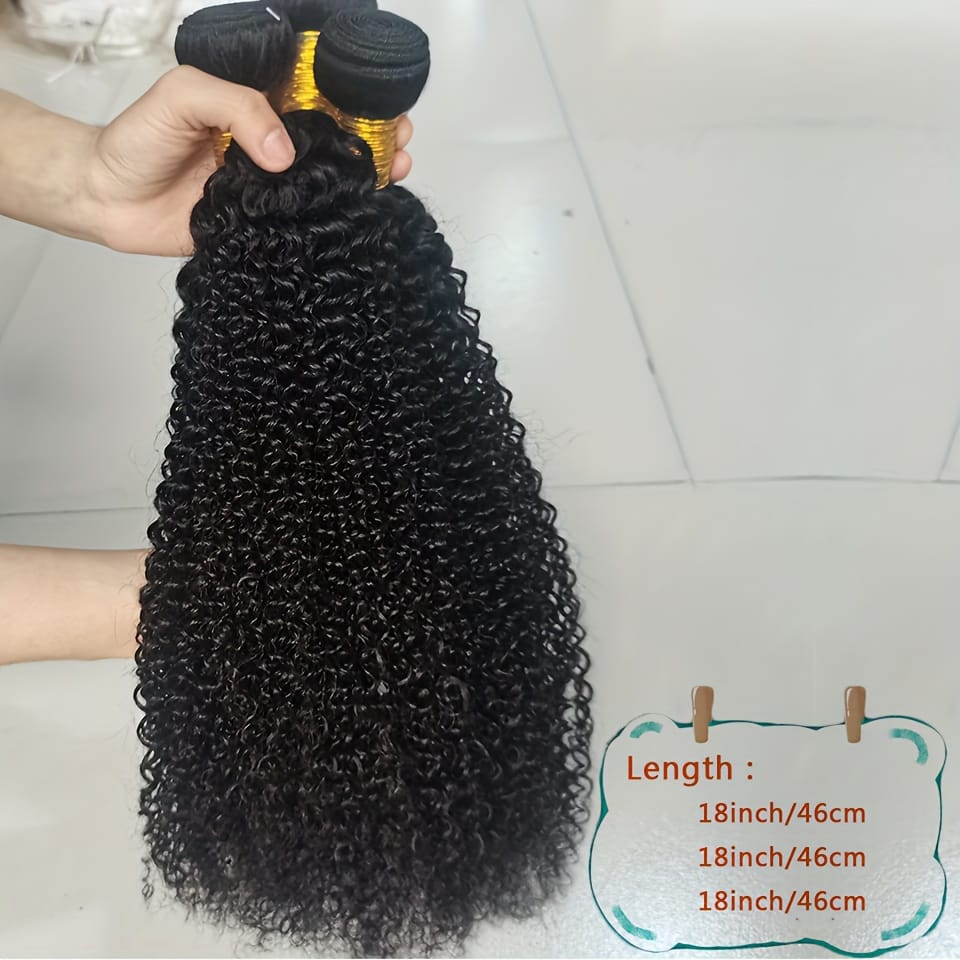 KissICON 18 18 18 / Natural Black KissIcon Kinky Curly 3 Bundles 10A Brazilian Remy