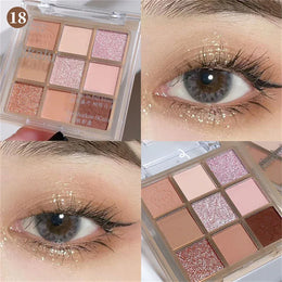 KissICON 18 💋 9 Colors Glitter Eyeshadow Palette - Waterproof