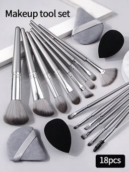 KissICON 18-Piece Makeup Tool Set Portable Soft Brushes and