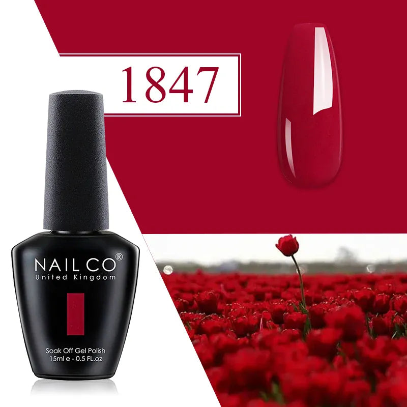 KissICON 1847 💋 Nailco Red Gel Polish - Lasting Soak