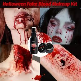 KissICON 185g Halloween SFX Makeup Kit - Skin Wax Blood Plasma, Special Effects Scar Wax, Liquid Latex, Washable Fake Blood, Fake Blood Spray