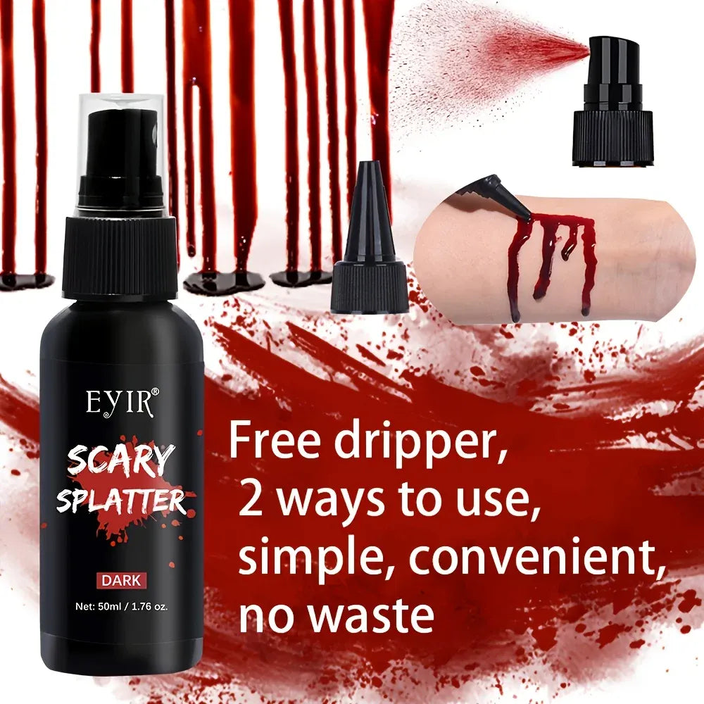 KissICON 185g Halloween SFX Makeup Kit - Skin Wax Blood Plasma, Special Effects Scar Wax, Liquid Latex, Washable Fake Blood, Fake Blood Spray