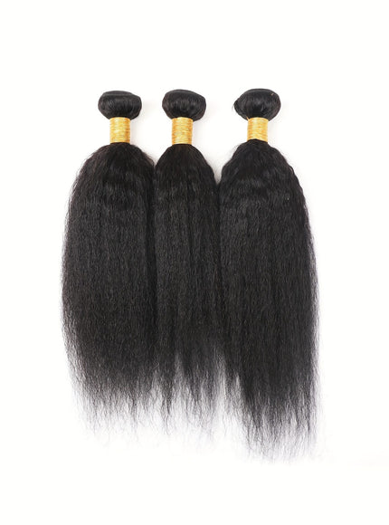 Brazilian Yaki Straight Extensions 3 Bundles Remy Black