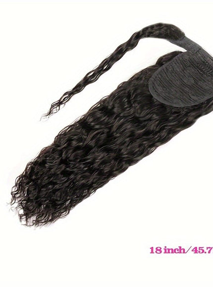 KissICON 18inch / Black KissIcon Human Hair Water Wave Ponytail - Natural