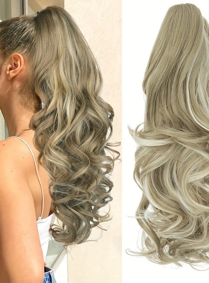 KissICON 18inch / Brown & Bleach Blonde KissIcon Balayage Brown Ponytail Extension 18in Claw Clip