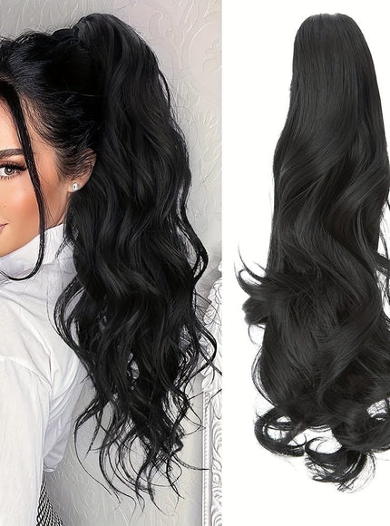 KissICON 18inch / Dark Black KissIcon Balayage Brown Ponytail Extension 18in Claw Clip