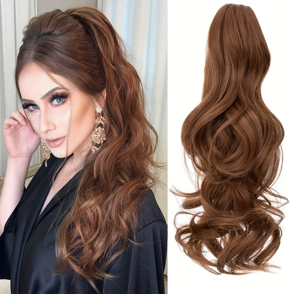 KissICON 18inch / Light Auburn KissIcon Balayage Brown Ponytail Extension 18in Claw Clip
