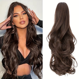 KissICON 18inch / Medium Brown-1 KissIcon Balayage Brown Ponytail Extension 18in Claw Clip