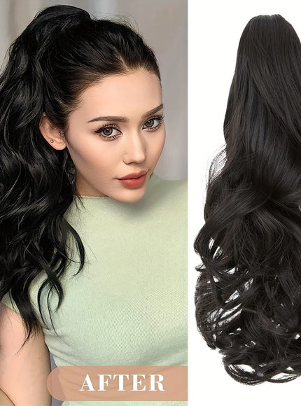KissICON 18inch / Natural Black KissIcon Balayage Brown Ponytail Extension 18in Claw Clip