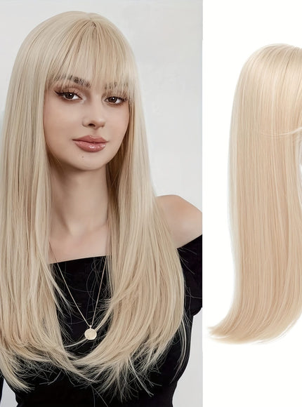 KissICON 18inch / Pure Blonde 💋 Elegant Clip-In Bangs Blonde Hairpieces - 360°