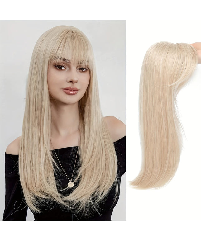 KissICON 18inch / Pure Blonde 💋 Elegant Clip-In Bangs Blonde Hairpieces - 360°