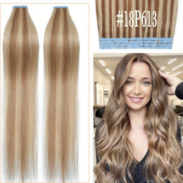 KissICON #18P613 / 20inch 💋 Tape In 100% Human Hair Extensions Weft