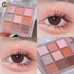 KissICON 19 💋 9 Colors Glitter Eyeshadow Palette - Waterproof