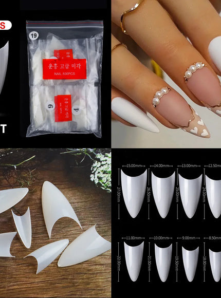 KissICON 19 Natural / CHINA Mid Length Press On Nails Clear Natural 500pcs
