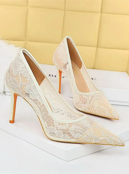 KissICON 1963-1 White / 42(Foot26cm) / CHINA Summer Wine Red Lace Flower Women Pumps Shallow