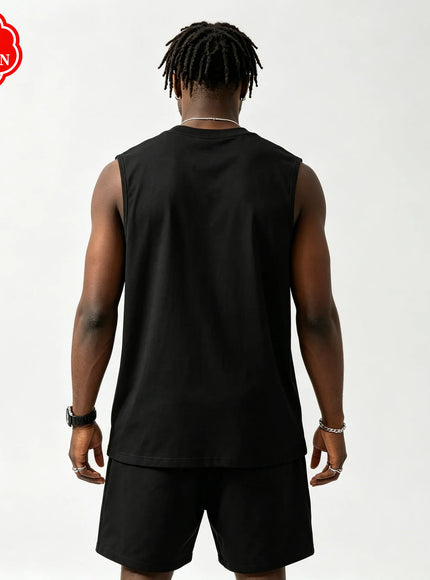 KissICON 1977 Cotton Mens Loose Sleeveless Summer Round Neck Vest