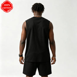 KissICON 1977 Cotton Mens Loose Sleeveless Summer Round Neck Vest