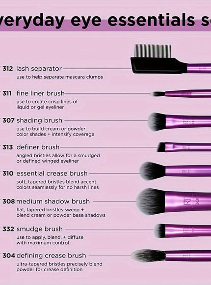 KissICON #1991 (Advanced Version Daily Eye Makeup Brush Set 8-piece Set) Real Techniques Everyday Eye Essentials 8pc Makeup