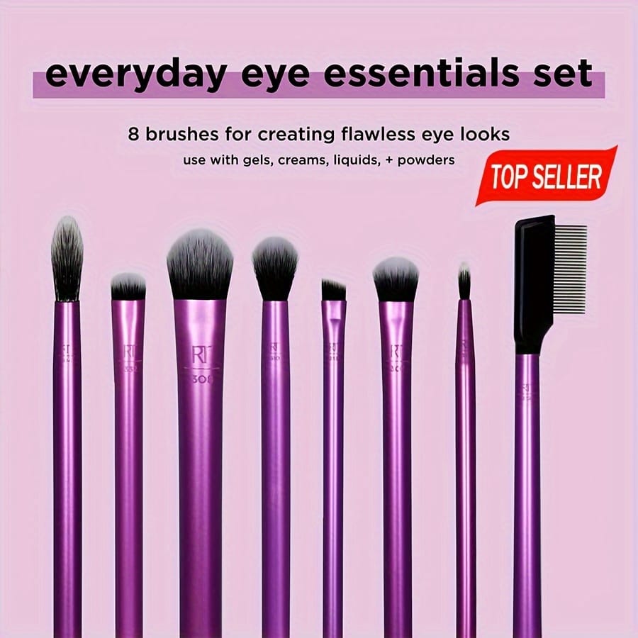 KissICON #1991 (Advanced Version Daily Eye Makeup Brush Set 8-piece Set) Real Techniques Everyday Eye Essentials 8pc Makeup